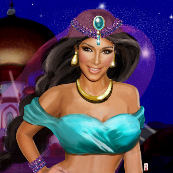 Pregnant Kim Kardashian Shares Photoshopped Pic As Princess Jasmine.